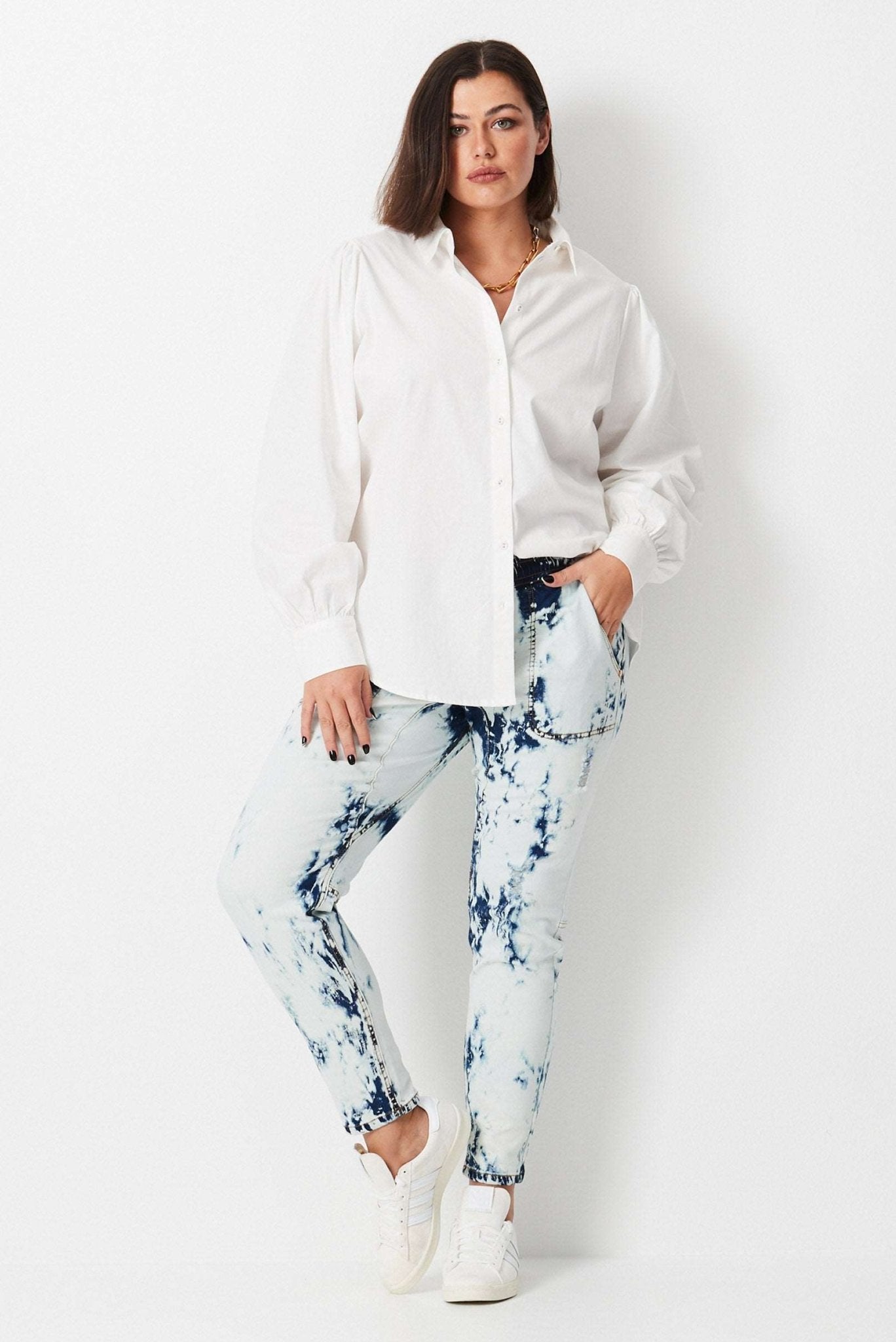 Utility Shirt - White - 17 Sundays17 SundaysBalloon Sleeve Utility Shirt - White