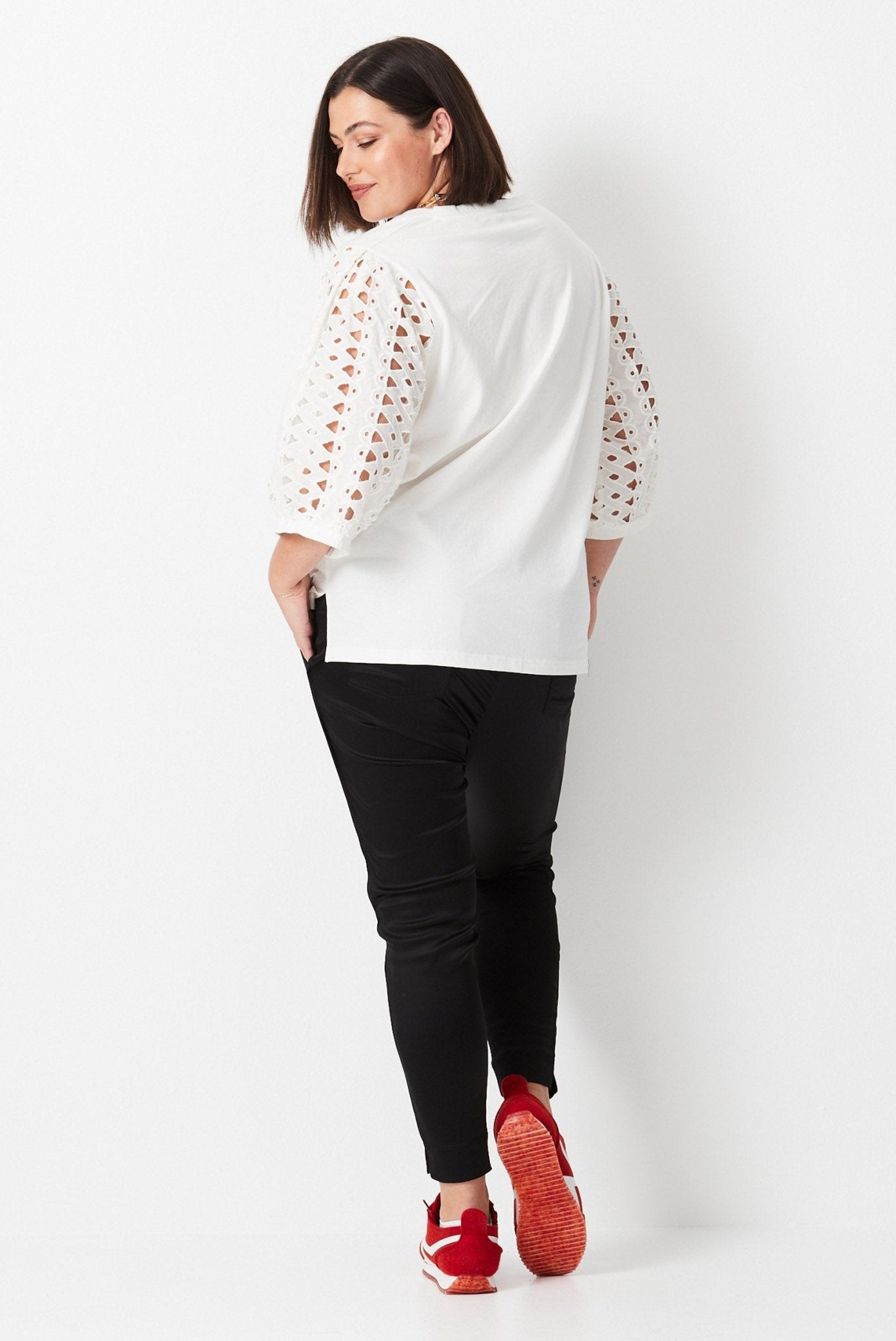 Cutwork Lace Sleeve Top - White - 17 Sundays17 SundaysCutwork Lace Sleeve Top - White