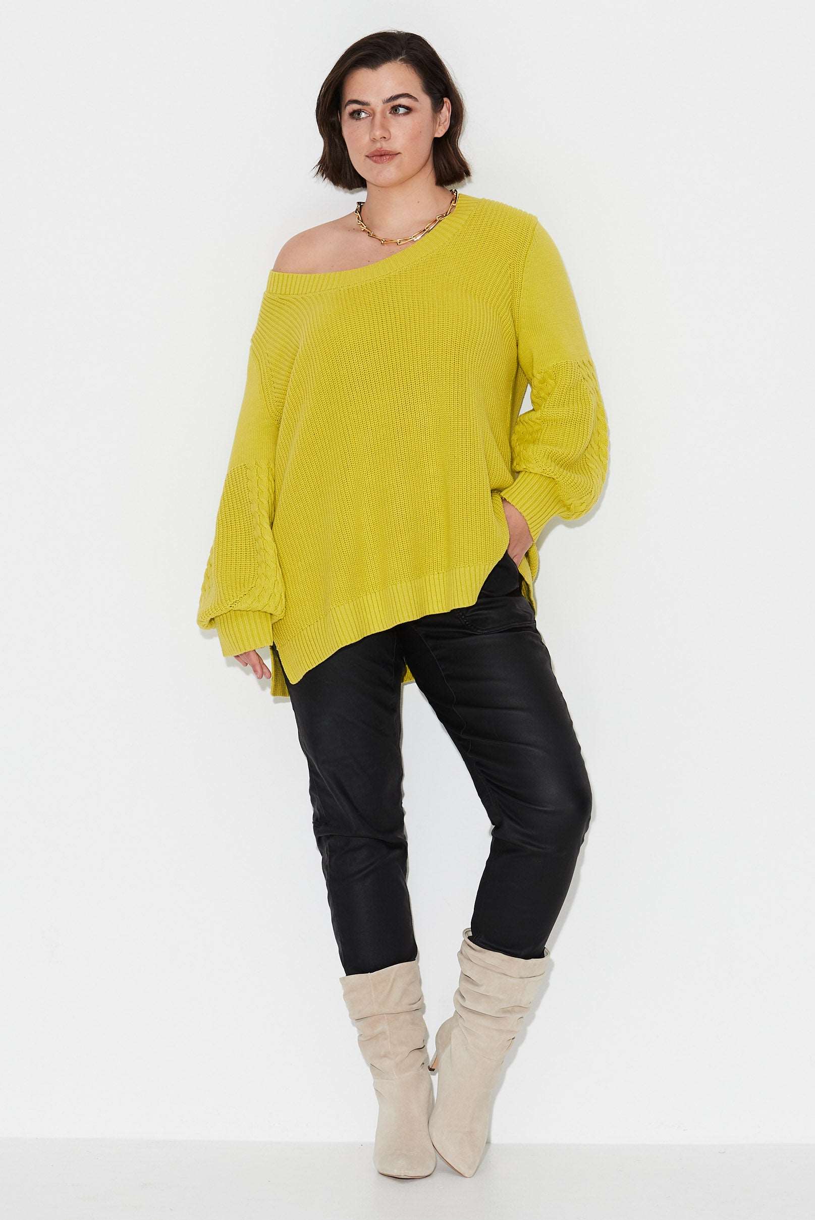 Cable Sleeve Knit - Mustard