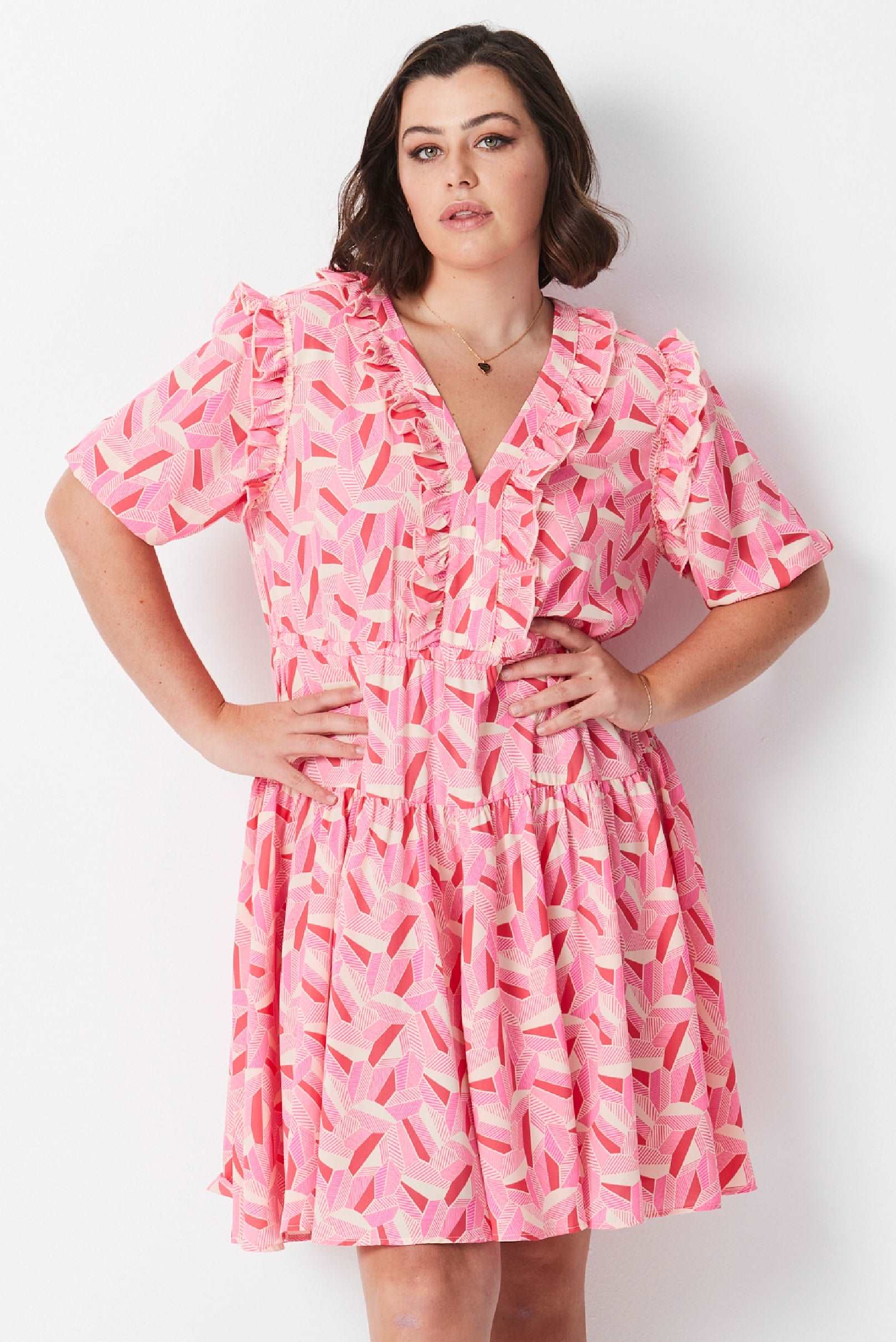 Escher Print Dress - Pink Multi