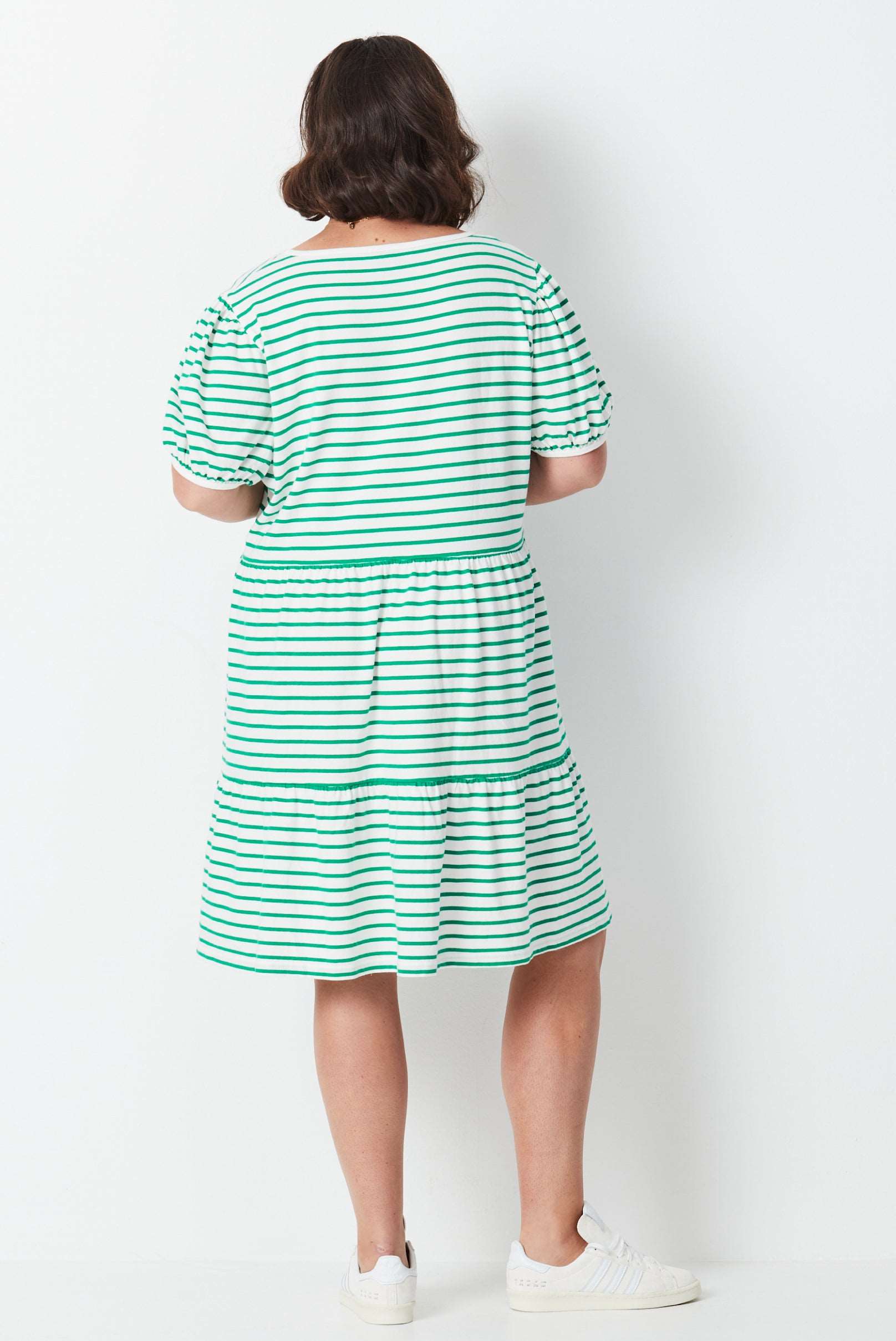 Apple Stripe Dress - Apple/White