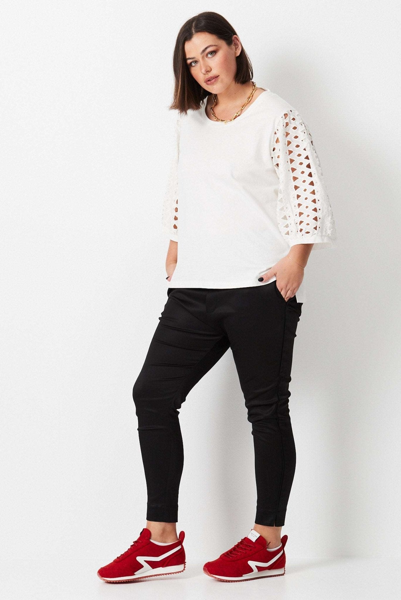 Cutwork Lace Sleeve Top - White - 17 Sundays17 SundaysCutwork Lace Sleeve Top - White