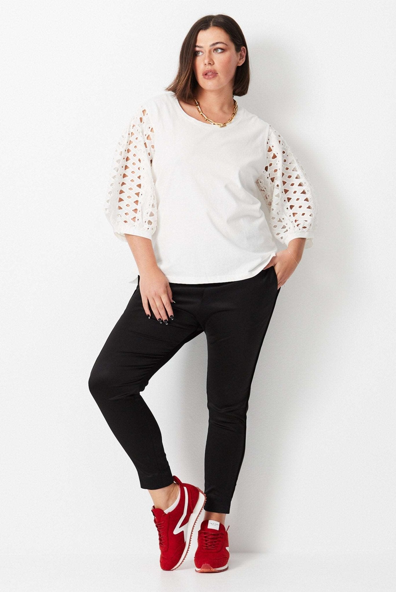 Cutwork Lace Sleeve Top - White - 17 Sundays17 SundaysCutwork Lace Sleeve Top - White