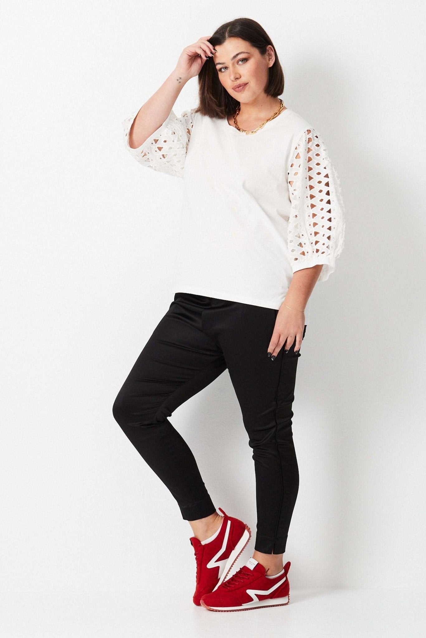 Cutwork Lace Sleeve Top - White - 17 Sundays17 SundaysCutwork Lace Sleeve Top - White