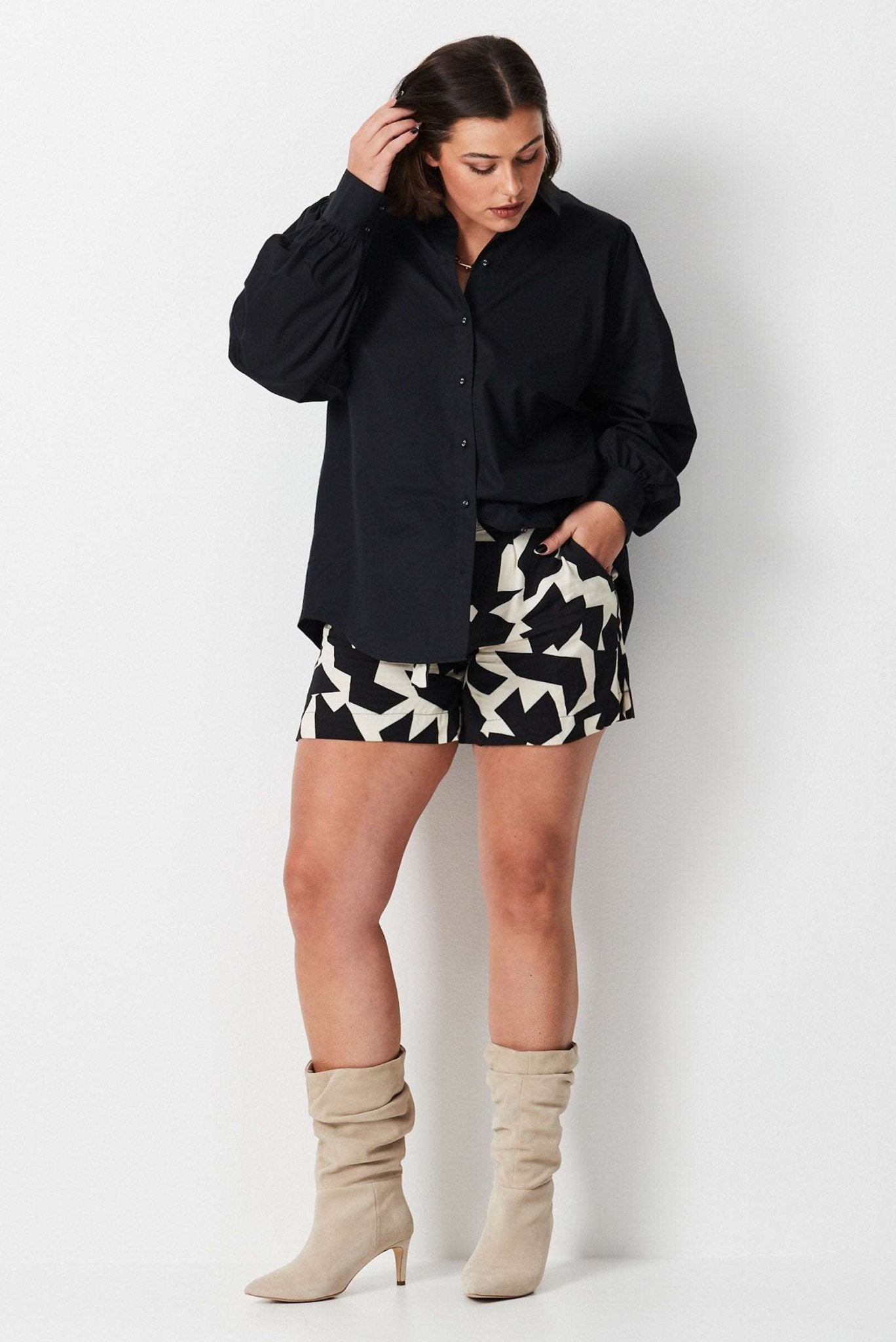 Utility Shirt - Black - 17 Sundays17 SundaysBalloon Sleeve Utility Shirt - Black