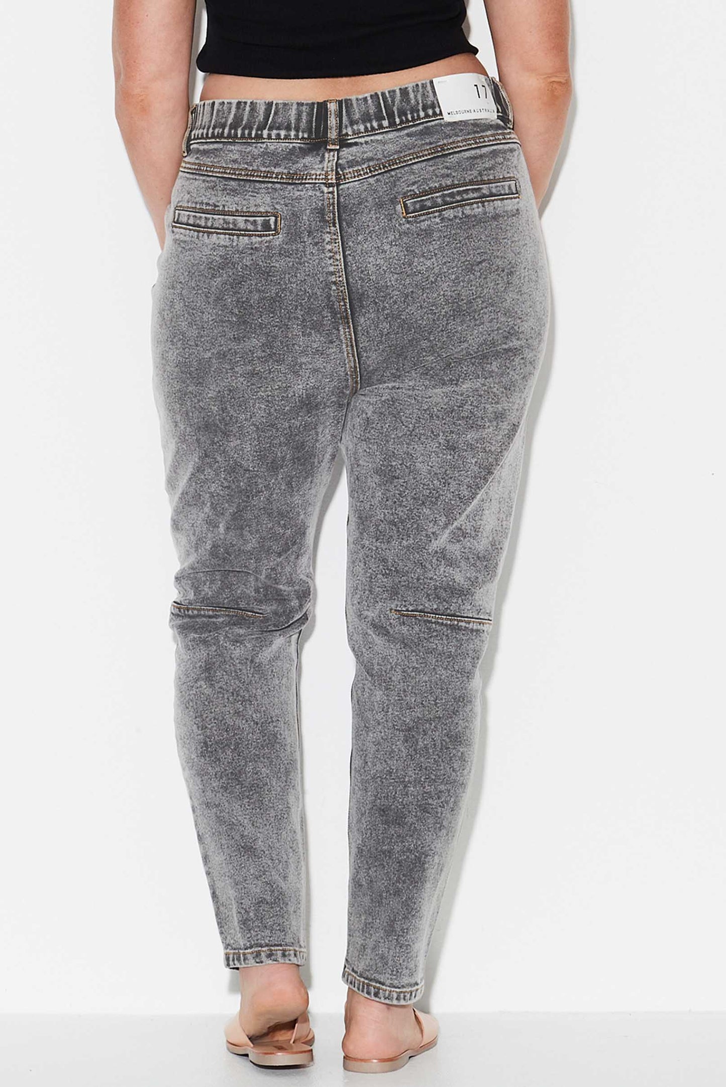 OUTSIDERS- Button Front Jeans - Grey Acid Wash