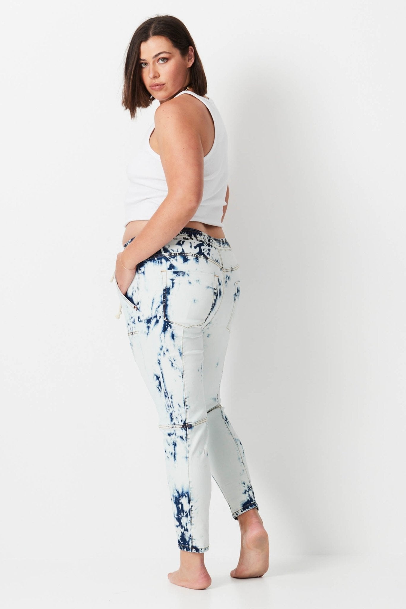 Shibori Keepers - White - 17 Sundays17 Sundaysmodel wears shibori denim jeans
